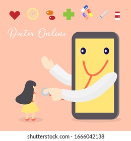 woman using service doctor online by smart phone vector