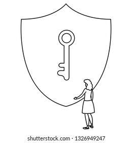 woman using shield security with key