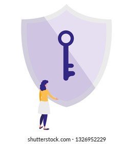 woman using shield security with key