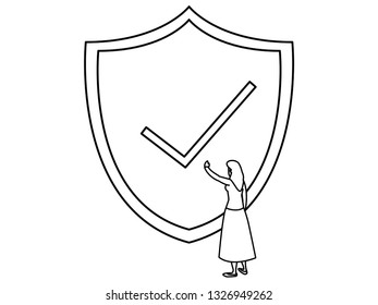 woman using shield security with ok symbol