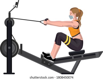 A woman using sit up cable machine for building her ab muscles