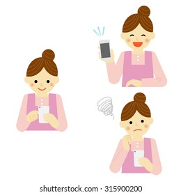 woman using smart phone, vector eps10