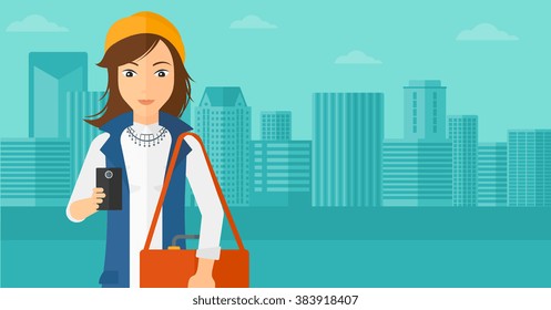 Woman using smartphone.
