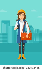 Woman using smartphone.