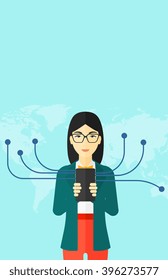 Woman using smartphone.