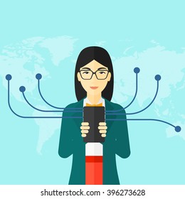 Woman using smartphone.