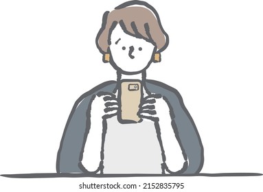 Woman is using smartphone at the cafe