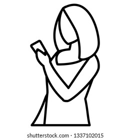 woman using smartphone character