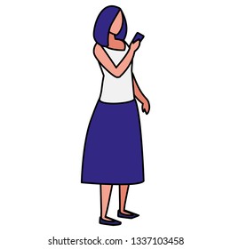 woman using smartphone character