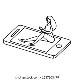 woman using smartphone character