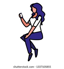 woman using smartphone character