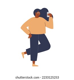 woman using smartphone character