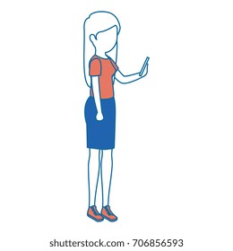 woman using smartphone character