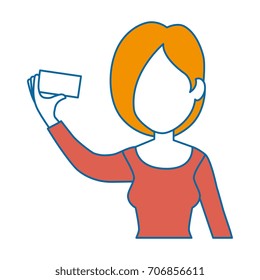 woman using smartphone character