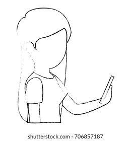 woman using smartphone character