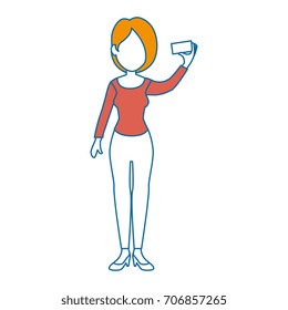 woman using smartphone character