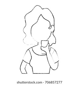 woman using smartphone character