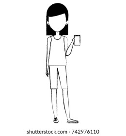 woman using smartphone character