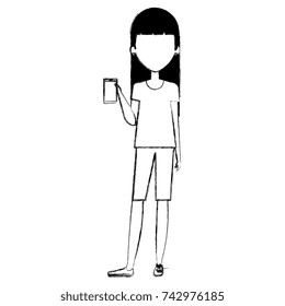 woman using smartphone character