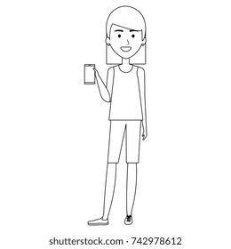 woman using smartphone character