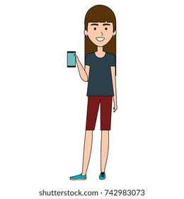 woman using smartphone character