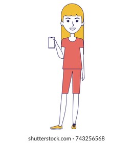 woman using smartphone character