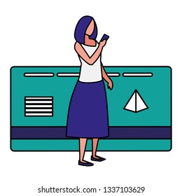 woman using smartphone with credit card