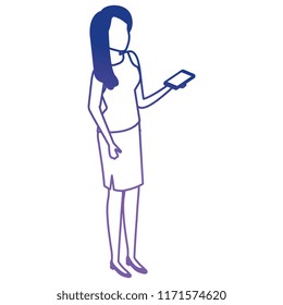 woman using smartphone with speech bubble