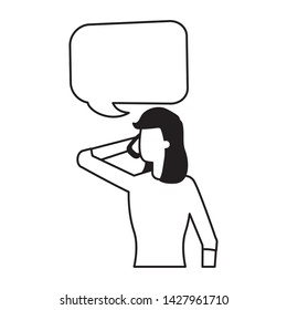 woman using smartphone talk bubble vector illustration