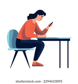 mujer con icono de dispositivo de tecnología de smartphone aislado