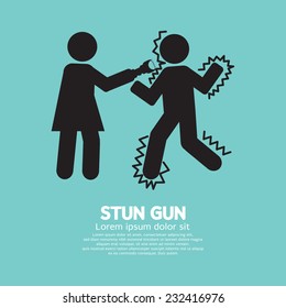 Woman Using A Stun Gun With A Man Vector Illustration