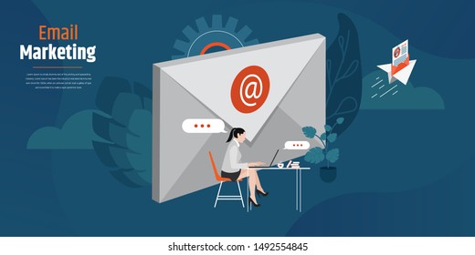 Woman Using Tablet Computer Send Message Internet Texting Chat Communication Flat Vector Illustration