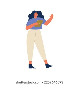 woman using tablet device character