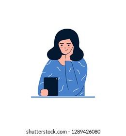 Woman using tablet illustration