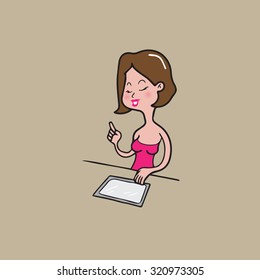 Woman using tablet on desk
