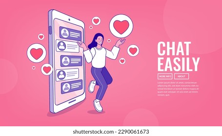 woman using their cellphones for video chat. virtual meeting and group video conference. Teams joining via laptop and mobile phone. Remote working. Flat vector outline illustration.
