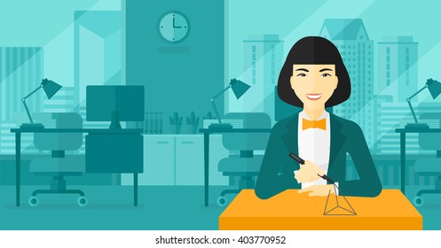 Woman using three D pen.