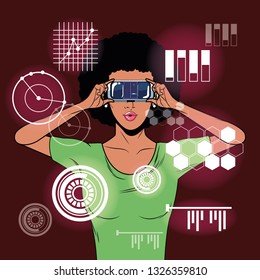 Woman using virtual reality glasses