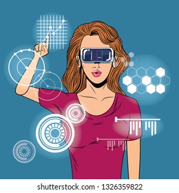 Woman using virtual reality glasses