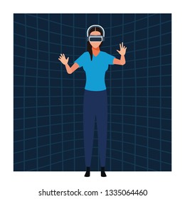 Woman using virtual reality glasses
