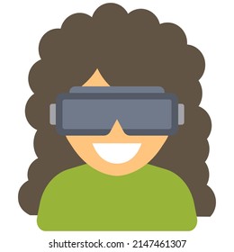 woman using vr headset. People using virtual reality gadget illustration. 