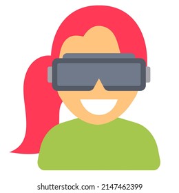 woman using vr headset. People using virtual reality gadget illustration. 
