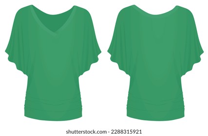 Woman v neck t shirt. vector