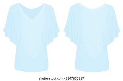 Woman v neck t shirt. vector