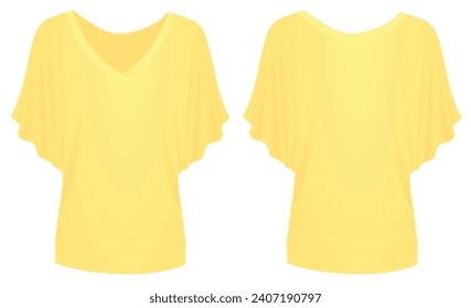 Woman v neck t shirt. vector