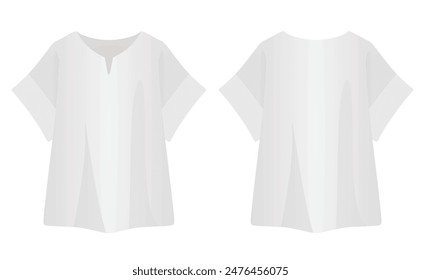 Woman v neck t shirt. vector