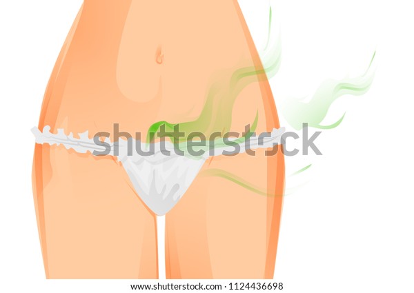 女性の膣の匂い ズボンの緑の雲 臭い香り 汗の染み 白い背景に のベクター画像素材 ロイヤリティフリー