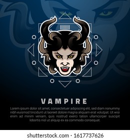 Woman vampire head logo template