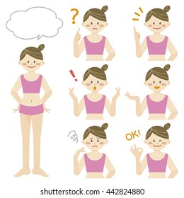Woman with various expression