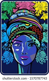 Woman vector. American african aztec mayan mexican ornament design